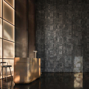 แผ่นไม้โมเสคตกแต่งผนังสีดำด้านแบบหรูหราทันสมัย สำหรับห้องนอน ห้องรับประทานอาหาร ห้องพักนักศึกษา ศิลปะโมเสคติดผนัง - Product Image 6