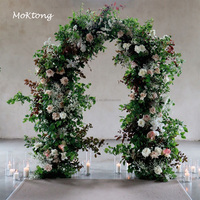 Arche de mariage MoKtong en forme de corne, avec orchidées et roses blanches, toile de fond florale, arche florale artificielle en forme de corne pour la décoration d'événements