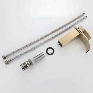 Grifo de lavabo en cascada de oro cepillado, acero inoxidable 304, monomando, mezclador de agua fría y caliente para lavabo de baño - Product Image 4