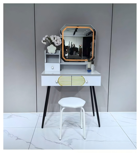 Modern Makeup <b>Vanity</b> Table With <b>Lighted</b> Mirror Storage Desk For Bedroom Furniture - Product Image 1