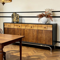 Buffet vintage minimaliste en bois de frêne, armoire de rangement d'entrée, crédence, cadre en métal, meubles de salon, décoration de cuisine
