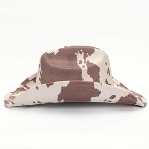 Sombrero de Vaquero Estilo Oeste para Otoño/Invierno, Ala Ancha, Estampado de Vaca Lechera, Sombreros de Vaquero de Gamuza - Product Image 2