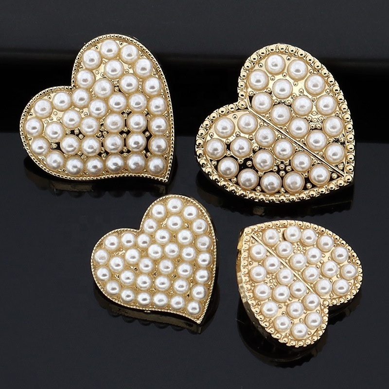 2 Boutons Strass Cristal Argenté Avec Perles Ivoire - Décorations Fleur Pour Mariage, Neufs
