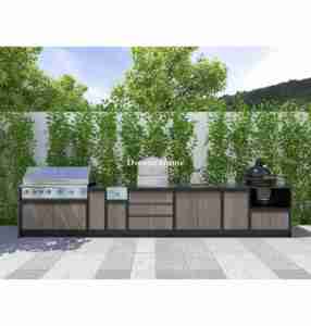 Cucina da Esterno Prefabbricata Dorene 2026 <span class=keywords><strong>con</strong></span> Mobili in Legno, Barbecue a Carbone e <span class=keywords><strong>Forno</strong></span> per Pizza Impermeabile - Product Image 3