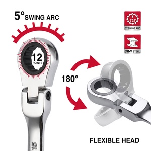OEM 12 Pcs Flex-Head Ratcheting Wrench <b>Set</b> Metric Cr-V Steel Combination <b>Spanner</b> Tool <b>Set</b> for Auto,Machine Repair - Product Image 2