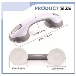 Poignée de sécurité pour douche, double verrouillage, pliable, disque à vide, antidérapant, en plastique, pour mur de salle de bain, baignoire, carrelage, verre - Product Image 4