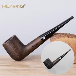 Muxiang Wood Smoking Pipe Bent Type 9mm Carbon Filter Tobacco Pipe For Personal Gift - Product Image 1