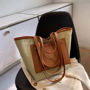 Bolsa de Compras de Lona Personalizada de Fábrica AUTON, Bolsa de Hombro Individual para Mujer con Cremallera y Correa de Hombro, Estampado de Letras - Product Image 3