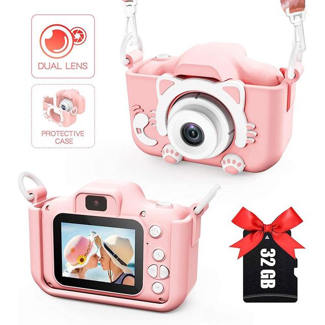 X518-1 Cute Cartoon Kids 2.0 Inch Digital Photo Camera Built-In Games Instant Camera MOS MicroSD Print Christmas