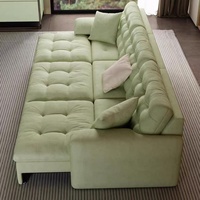 Canapé électrique convertible moderne trois places Cream Wind avec télécommande, multifonctionnel, zéro mur, confortable, en flanelle douce