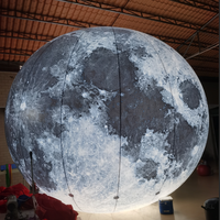 Ballon gonflable géant en PVC de 2m, 3m, 4m, modèle Lune, planète, avec lumière LED