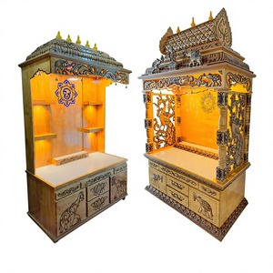 Templo Tradicional Grande para el Hogar en Madera de Teca, Mandir Blanco Dorado para Sala de Oración, Estilo Haveli Real, Devghar de Madera para Casa de Lujo - Product Image 2