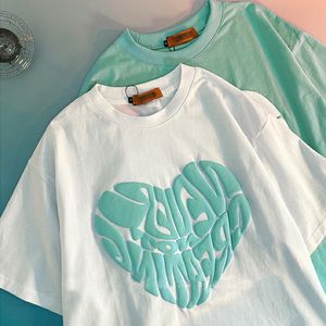 2025 Bulk Custom Sublimation T-Shirts 100% Cotton Bubble Print with Plain Logo Promotional Camisas De Hombre T-Shirt