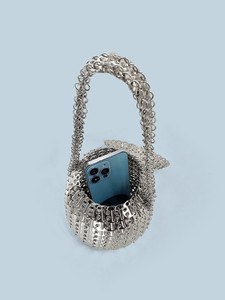 <span class=keywords><strong>Bolso</strong></span> Esférico Tejido con Lentejuelas Plateadas Metálicas Brillantes de Moda y Alta Demanda |   <span class=keywords><strong>Bolso</strong></span> de Mano y Bandolera para Mujer para Fiestas y Banquetes - Product Image 3