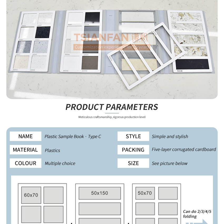 Sample Folder Tsianfan Hot Ceramic Tile Brochure Specimen Plastic Porcelain Book Quartz Display Catalogue Stone Customized