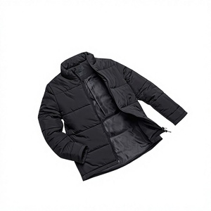 Chaqueta de Invierno para Hombre, Negra, con Cuello Alto, Ecológica, de Forro Polar, con Cierre de Cremallera, Estilo Casual, Corte Ajustado, de Algodón - Product Image 4