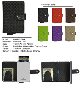 CardHoda Aluminum <b>RFID</b> Blocking Card Holder <b>Wallet</b> with PU Lining and Geometric Pattern Unisex Minimalist Design - Product Image 4