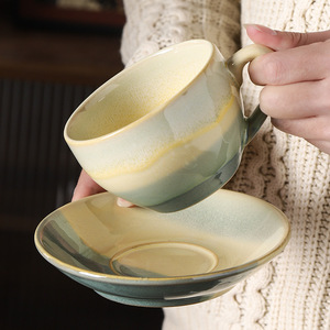 Nhật bản-phong cách tối giản Lò Nung nhiều màu Gốm cốc cà phê chiếc đĩa đặt giá trị cao pha cà phê nghệ thuật <span class=keywords><strong>Espresso</strong></span> Cup cho phong cách Hàn Quốc - Product Image 4