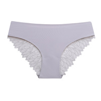 Culotte taille basse pour femmes caleçon pour dames en soie glacée sans couture slip respirant sans trace dos culotte en dentelle vente en gros