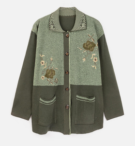 Huachao, ropa de otoño, cárdigan de solapa de manga larga de Jacquard de Color superior e inferior, suéter de mujer de mediana edad - Product Image 4