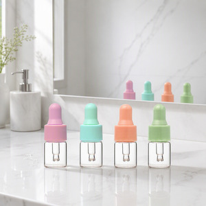 Empty Cosmetic Dropper <b>Bottle</b> Glass Clear Dropper <b>Bottles</b> with Colored Cap for Face Serum Essential Oil <b>Travel</b> Size - Product Image 5