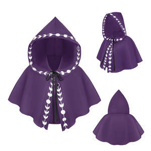 Capa corta Medieval De Luna Negra, disfraz de Cosplay, chal, capa holgada con capucha, <span class=keywords><strong>ropa</strong></span> de actuación a la luz de la Luna para graduación, usable para todos los días - Product Image 6