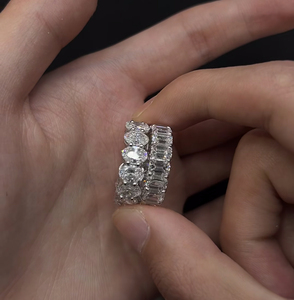 แหวนแต่งงานที่ได้รับการรับรองจากเพชร VVS มรกตนิรันดร์9K 10K 14K 18K CVD GOLD IGI - Product Image 2
