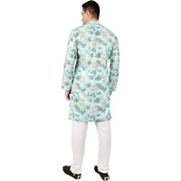 Conjunto de Kurta y Pijama para Hombre, Algodón, Estampado Digital, Ropa Tradicional Étnica India, para Diwali, Pantalones Blancos Sin Arrugas