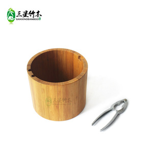 Caja personalizable para pinzas de nueces de bambú, pelador de nueces creativo, caja redonda para nueces, caja de almacenamiento para pinzas de nueces - Product Image 4