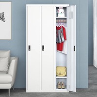 Casier de rangement métallique moderne à 3 portes, étanche, avec serrure à clé, structure démontable, pour salle de sport/club/centre d'entraînement
