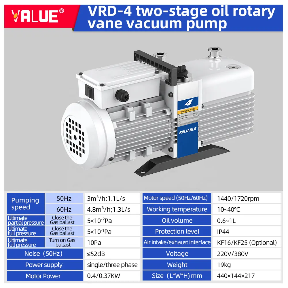 3  4.8m3/h 220V/380V Two Stage Sliding Rotary Vane Vacuum Pump Corrosion Resistant Pump