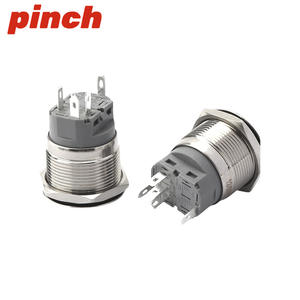 Interruptor de botón pulsador metálico de 22 mm, 1NO, IP65, impermeable, de acero inoxidable, con terminal de tornillo, 16A, 24V, momentáneo, con reinicio automático - Product Image 1