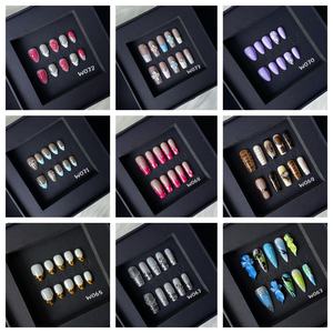 En gros, lot de faux ongles à presser en acrylique, légers, à couverture complète, forme amande, design brillant, avec colle, effet 3D - Product Image 2