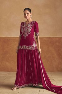 Chinon seda diseñador Salwar Kameez en vestido de precio al por mayor con traje Dupatta boda fiesta India producto a granel - Product Image 4