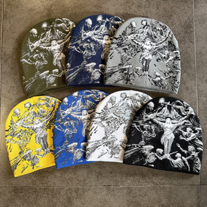 Gorro de Punto Jacquard Acrílico Retro de Doble Capa para Uso Diario, Festivales de Música y Streetwear, Estilo 2K, para Hombre y <span class=keywords><strong>Mujer</strong></span> - Product Image 4
