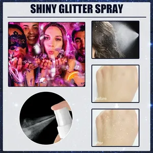 Vente en gros usine <span class=keywords><strong>Spray</strong></span> illuminateur végétalien scintillant pour visage, cheveux, corps, et <span class=keywords><strong>vêtements</strong></span> de fête, effet <span class=keywords><strong>paillettes</strong></span> diamantées - Product Image 3