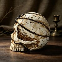 Ornement en résine peint à la main, crâne d'araignée vieilli style rétro, thème Halloween, décoration de bureau gothique, petit objet emballé individuellement