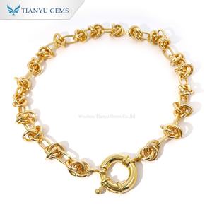 Tianyu <b>Gold</b>-Plated Knot Luxury Necklace with Clasp - Trendy Hip-Hop Style Party Necklace for <b>Men</b> and Women - Product Image 1