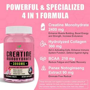 Vegan <b>Creatine</b> Monohydrate L-Carnitine Pre-Workout Gummies Adult Supplements for Women and Men Not for Pregnant Women - Product Image 4