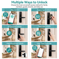 Cerradura Inteligente con Huella Dactilar SJJ TTLock, Aplicación Tuya Opcional, Teclado Táctil, Tarjeta IC RFID, Entrada sin Llave para Hotel/Apartamento