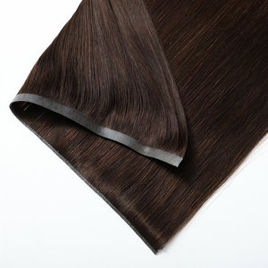 Nuove Extension per <span class=keywords><strong>Capelli</strong></span> Lisci con Nastro Adesivo Genius, <span class=keywords><strong>Castano</strong></span> <span class=keywords><strong>Scuro</strong></span>, Doppia Trama, <span class=keywords><strong>Capelli</strong></span> Umani Russi Vergini Naturali Grezzi 14"-26" - Product Image 1