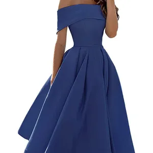 Purple Dresses Evening Elegant Party Wedding Hot Sale Satin Off Shoulder Satin Vintage Woven Sleeveless Straight Adults Women