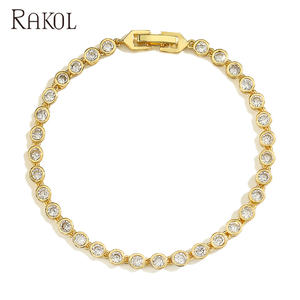 RAKOL BP2214 Classique Nouvelle Mode Zircon Cuivre Diamant Bracelet Femmes Ensemble de Bijoux Chaîne Cadeau - Product Image 3