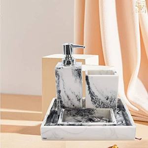 Resin Luxury Bathroom Set of 4 Piece for <b>Shower</b> Room Resin Bathroom <b>Accessories</b> Top Design with Marble Texture - Product Image 1
