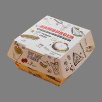 Caja de Papel Desechable para Hamburguesas de Grado Alimenticio, con Logotipo Personalizado, para Comida para Llevar, Caja para Hamburguesas, Pollo Frito y Otros Alimentos
