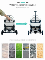 Poussette pliable pour animaux de compagnie légère à 4 roues, imperméable, avec pliage à une main et sac de transport amovible pour chiens et chats