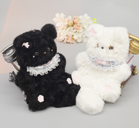 Sac bandoulière en peluche chat noir et blanc, sac à bandoulière mignon Y2K style japonais Lolita Anime, mini sac à main Kawaii pour filles