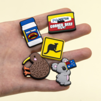 RTS HYB Kuaji Breloques en PVC souple en vrac sur le thème de l'Australie et de la Nouvelle-Zélande, motifs kangourou, drapeau national, tortue de mer, ornements de chaussures DIY