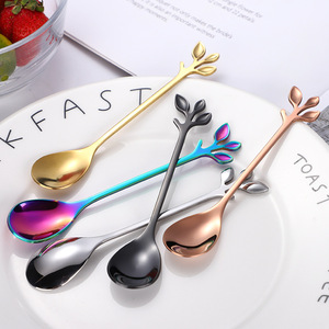 Vente en gros Mini ventouses Couverts Petit <span class=keywords><strong>Palmier</strong></span> Crème Glacée Dessert Or Acier Inoxydable Café Thé Cuillère et Fourchette - Product Image 4