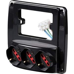 Regleta de Pared Inteligente Rosi Emilia Negra con 3 Tomas Schuko RS-94133, Conexión a Tierra Estándar, Material ABS - Product Image 1